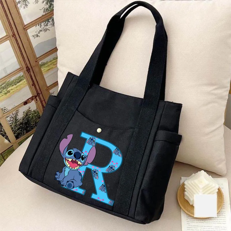 Cute Disney Stitch Women\'s Bags A-Z 26 English Letters Shoulder Bag for women Handbag Large Capcity Tote Bag Female Shopping Bag