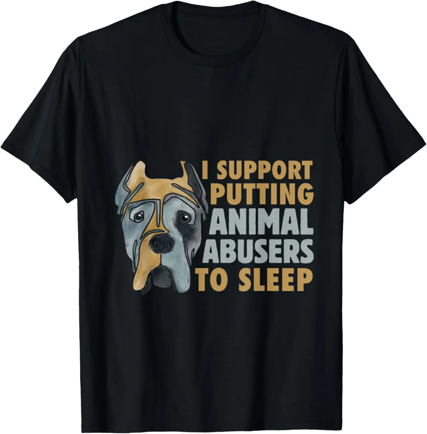 Animal Abusers To Sleep Graphic Tee Dog Owner Support Short Sleeve T-Shirt Men Casual