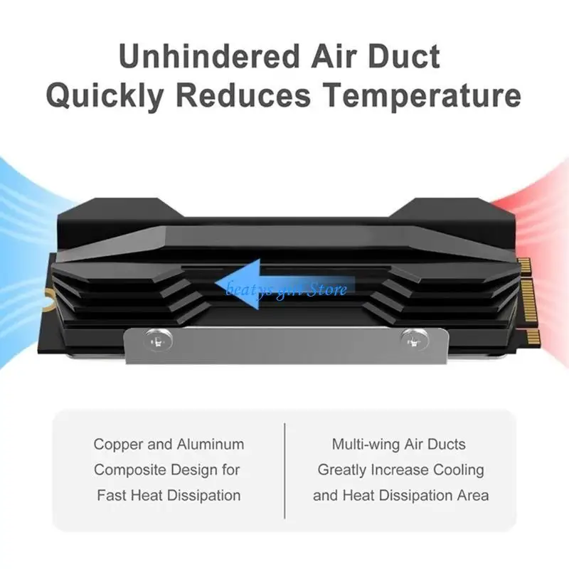 

C7AB Aluminum M.2 SSD 2280 Copper Pipe Heatsink Enabling Quick Setups and Easy Maintenance Tool Less Installation