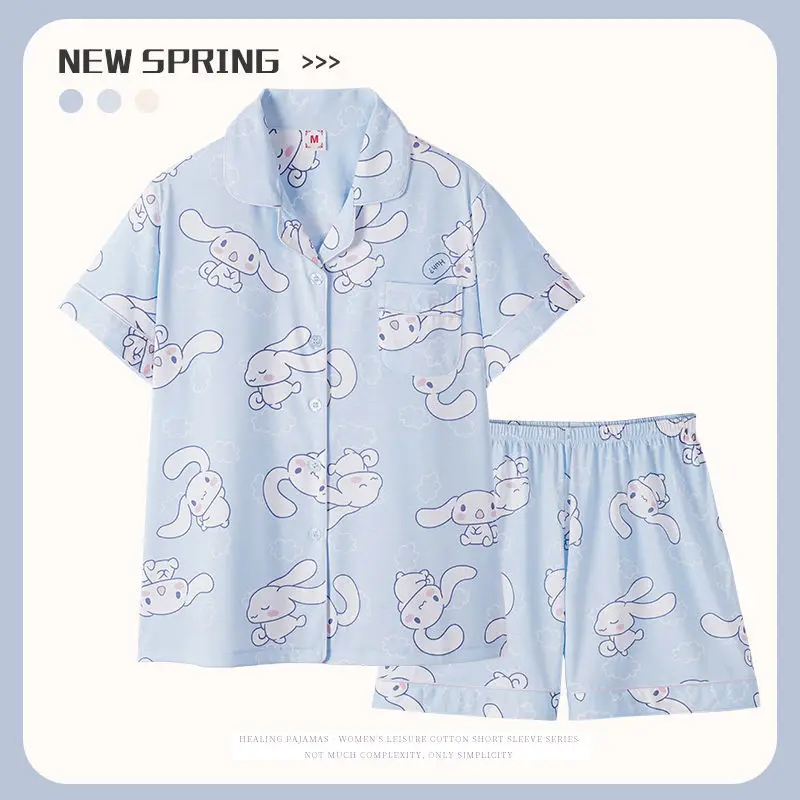 Ins Kawaii Cinnamoroll pajamas women\'s summer 2022 new mymelody Kuromi short-sleeved thin section cute Sanrio home clothes Gift