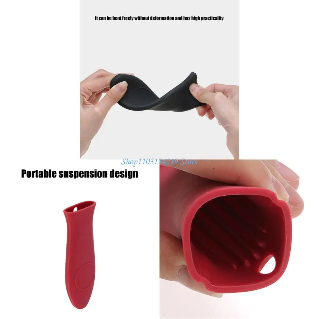 

N5KC 2Pcs Silicone Pot Handle Covers Thickened Nonslip Grip Heat Resistant Kitchen