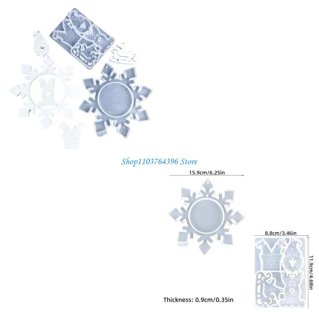 

Силиконовая форма для подвески в виде снежинки, рождественская елка, подвесные аксессуары, эпоксидная форма, стильная форма для