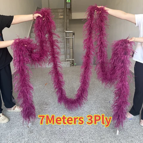 Super Long 7Meter Fluffy Ostrich Feather Boa Trims Skirt Party Costume Ostrich Plumes For Crafts DIY Wedding Decorations