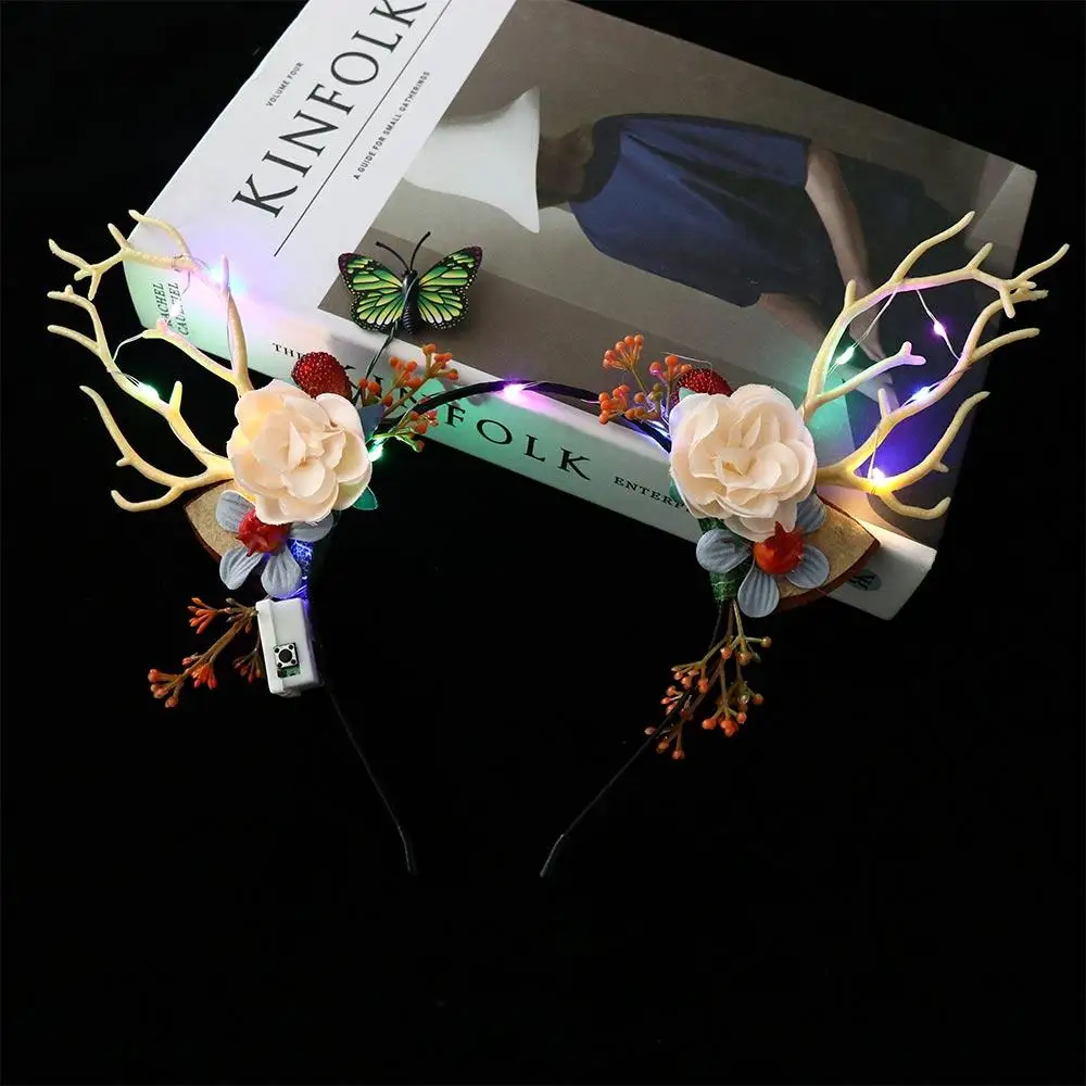LED Lights LED Glow Headband Colorful Resin Flashing Headband Luminous Plastic Luminous Deer Horn Hair Band Children