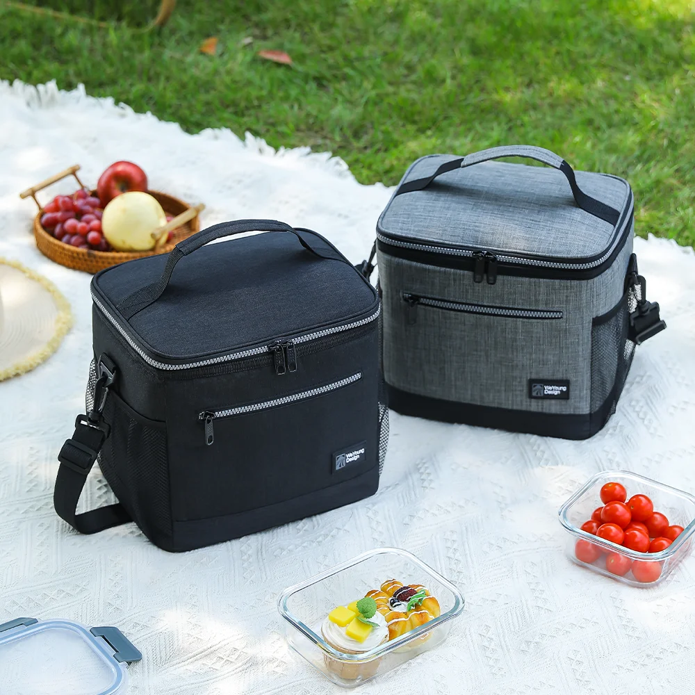 12L wasserdichte Isolierungs-Campingtasche mit PEVA-Folie-Innenfutter, große Kapazität, Mittagessen- und Bento-Tasche für Arbeit und Pendeln – Detail 1