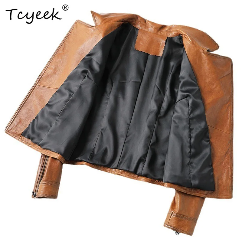 

Tcyeek Real Leather Jacket Women Motocycle Jackets Autumn Clothes Genuine Sheepskin Coat Woman Short Slim Fit Jaqueta De Couro