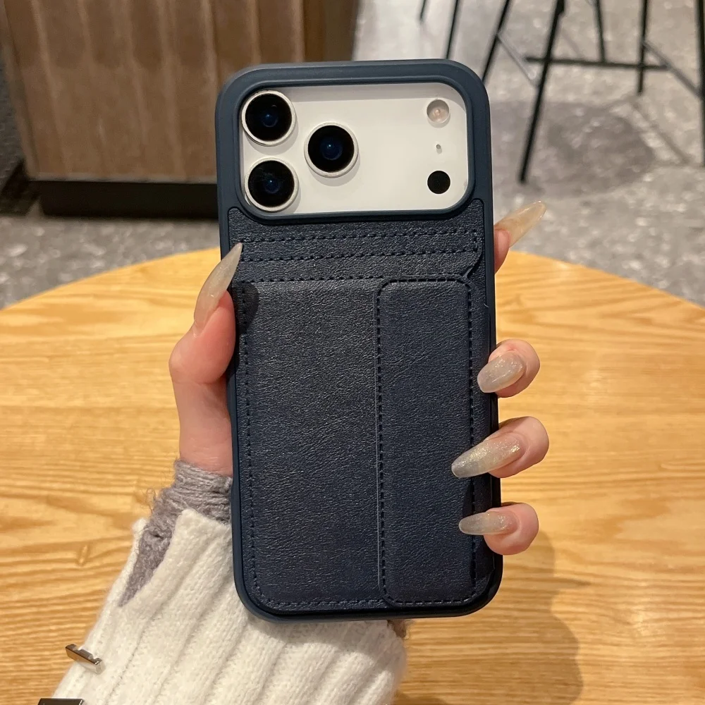 

For iPhone 17 16 15 14 13 12 11 Pro Max XR Wallet Case With Card Holder PU Leather Kickstand Card Slots Case Shockproof Cover