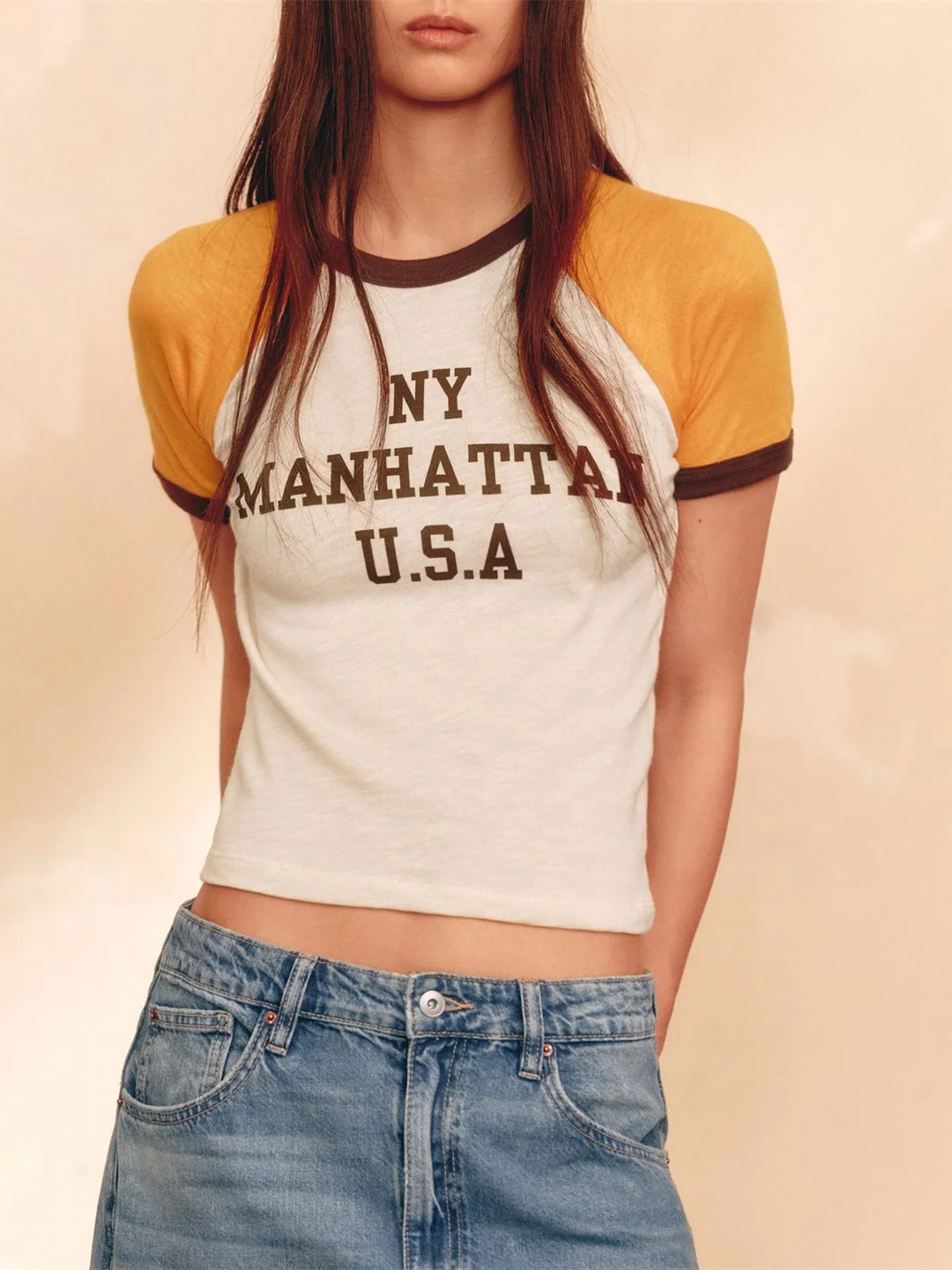 تي شيرت قطني غير رسمي للنساء ort Sve round Ne مطبوع مضلع الياقة المستديرة الخريف وصول جديد Faionable ort Sle