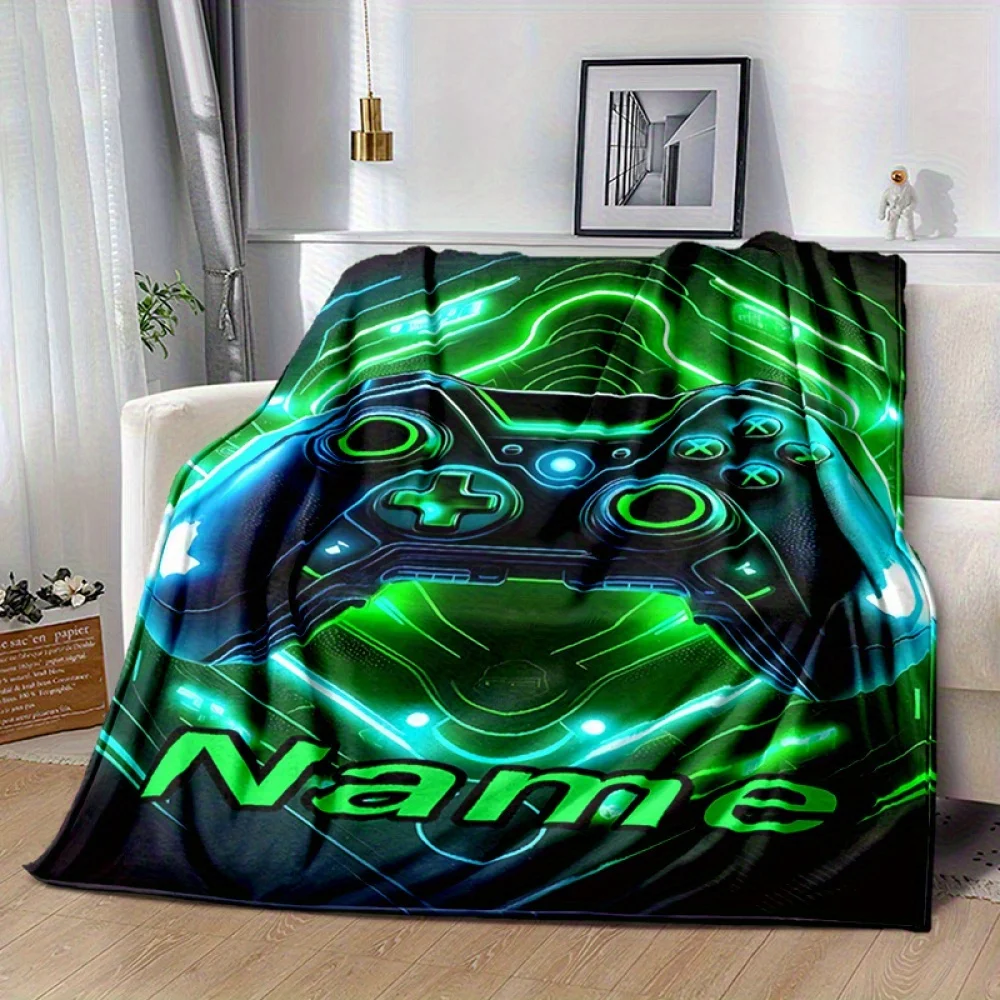 Customizable Gaming Controller Flannel Blanket Personalized Name Option Available Perfect for Napping Camping Travel All-Season