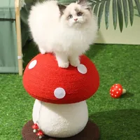 Red Mushroom Cat Tree Sisal Cat Scratching Post Grinding Claw Toy Wear-Resistant Scratch-Resistant Furniture Protection Supplies