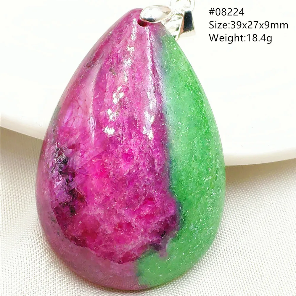 Natural Red Ruby Zoisite Green Rubi Pendant Oval Healing Women Men Crystal Necklace Fashion Jewelry AAAAA