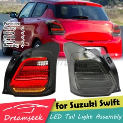 LED Rear Tail Light Assembly For Suzuki Swift 2017 2018 2019 2020 2021 2022 2023 Brake Reverse Lamp With Dynamic Turn Smoke Lens