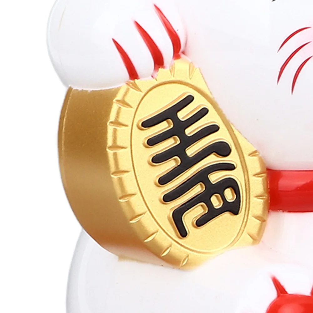 Plastic Light Sensing Waving Fortune Cat 6.69in Lucky Cat Solar Operated Lucky Cat Ornament White ， Black