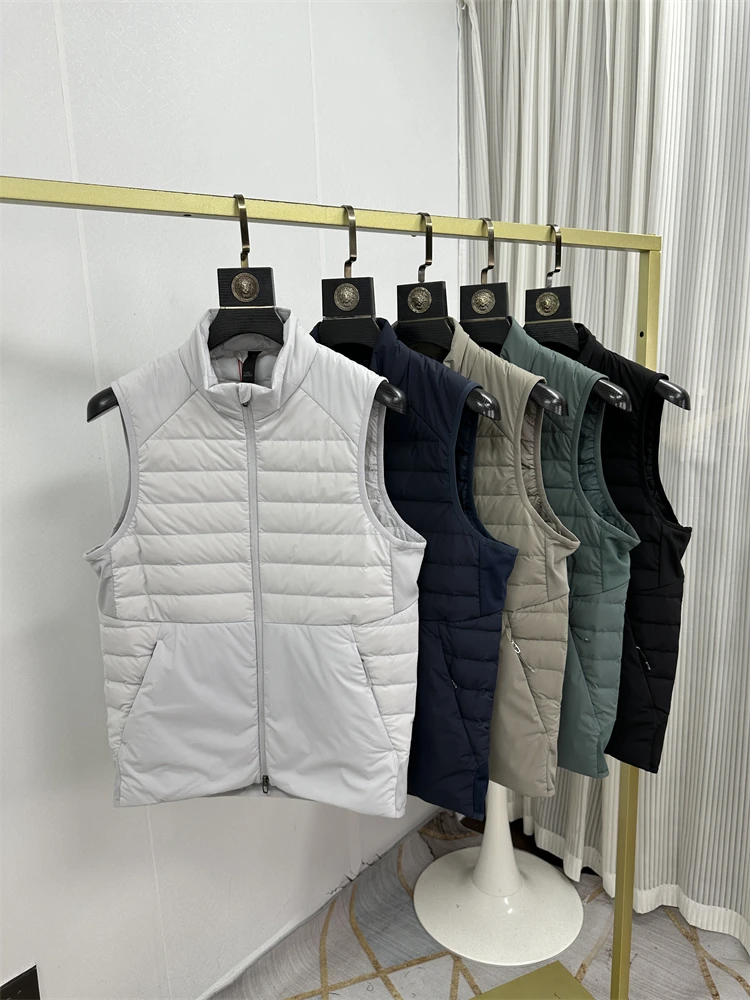 

Мужской уличный повседневный модный пуховый жилет с воротником-стойкой, утепленный, прямого кроя, на молнии, для молодежи