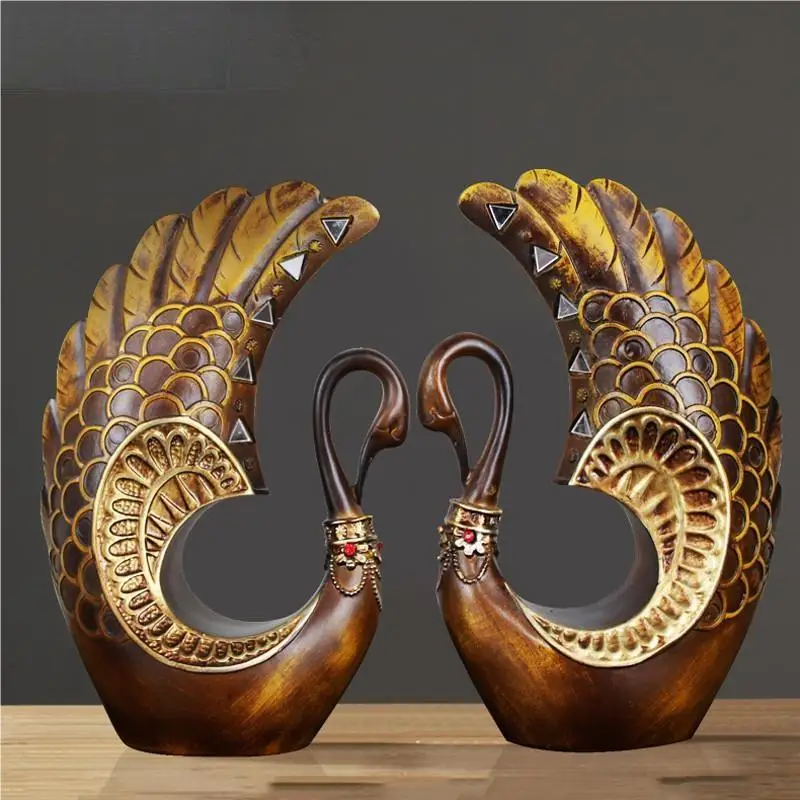 European vintage swan decoration living room desktop bookshelf cafe home desk decoration