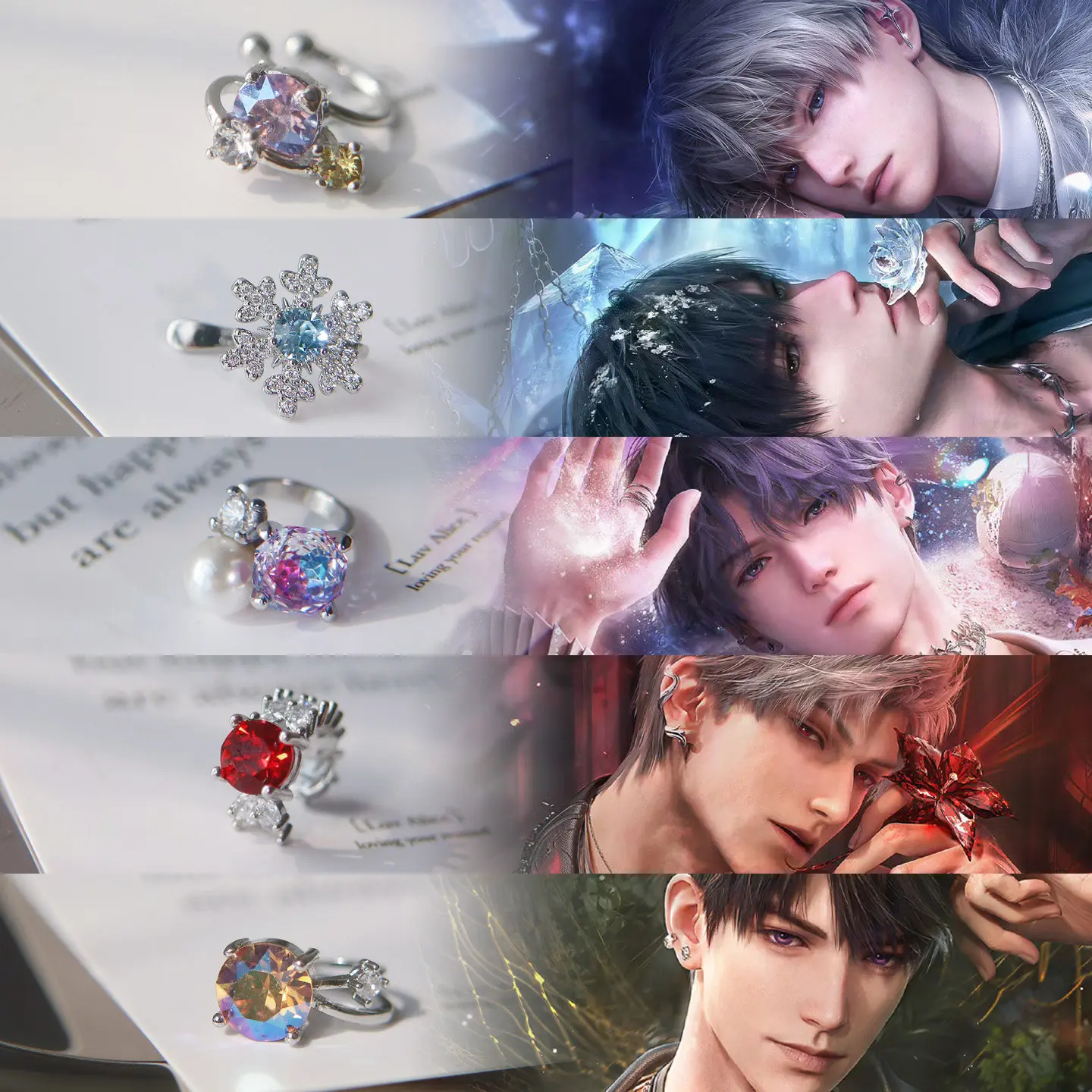 Love and Deepspace Game Anime Cos Sylus Caleb Zayne Rafayel Cute Ear bone clip ear cuff No ear hole earrings Accessories Gift view 2