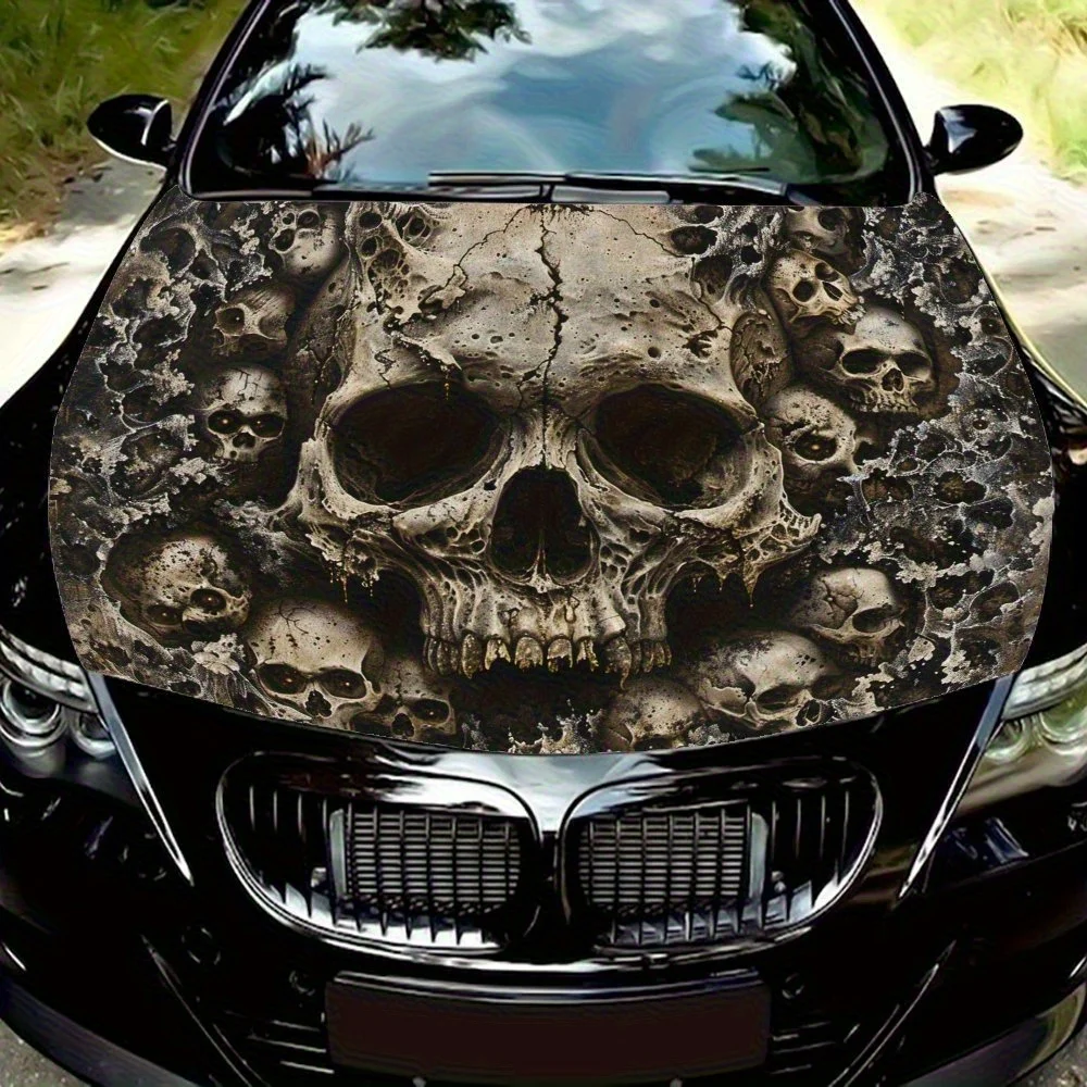 

Наклейка на капот автомобиля Hell Skeleton - виниловая наклейка премиум-класса для индивидуальной настройки внешней части автомобиля, прочная виниловая пленка для посадки,