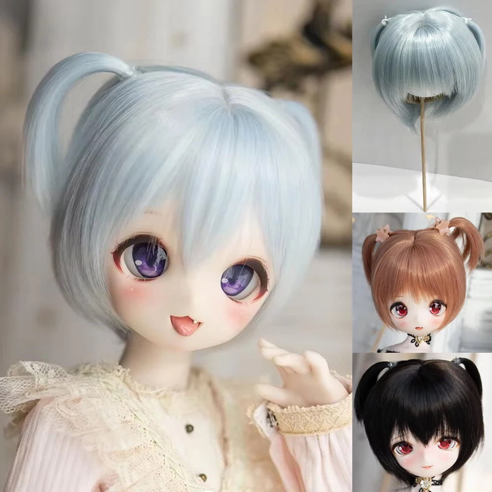 D04-A967 Children Toy BJD DD SD MSD 1/3 Doll Accessories Wig Blue Grey Small Braids with Lovely Short Hair 1pcs