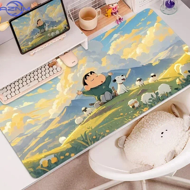 Sunny Mountain Meadow Cute Cartoon Boy With White Puppy And Sheep Rubber Mouse Pad Non Slip Gaming Desk Mat For PC Laptop Keyboa