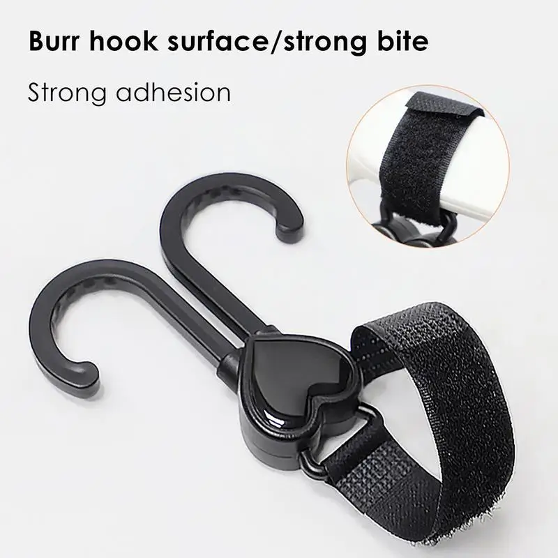 Stroller Carabiner 360 Degree Rotatable Baby Stroller Parts 2 Pack Stroller Bag Organizer Heart Shape Stroller Hooks