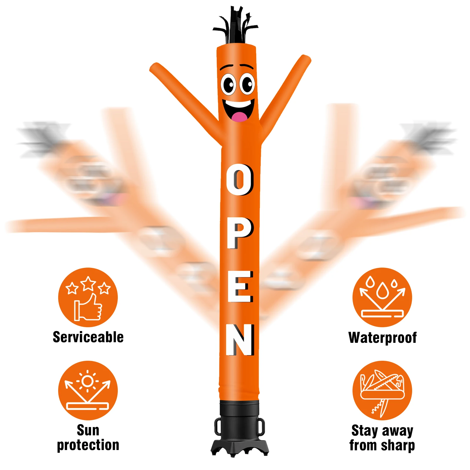 6/10/15/20FT Tall Inflatable Orange Open Dancing Guy for Outdoor Decoration Advertising(Blower Not Included)