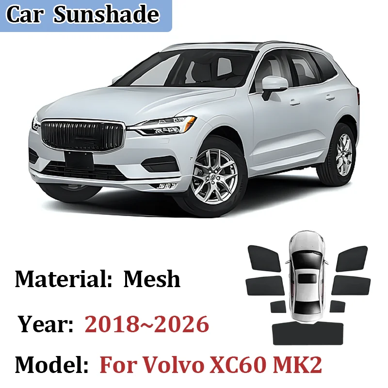 

Солнцезащитный козырек для Volvo XC60 MK2 2018-2026: Сетчатые шторки для конфиденциальности, защита от УФ-излучения, теплоизоляция, автоаксессуары