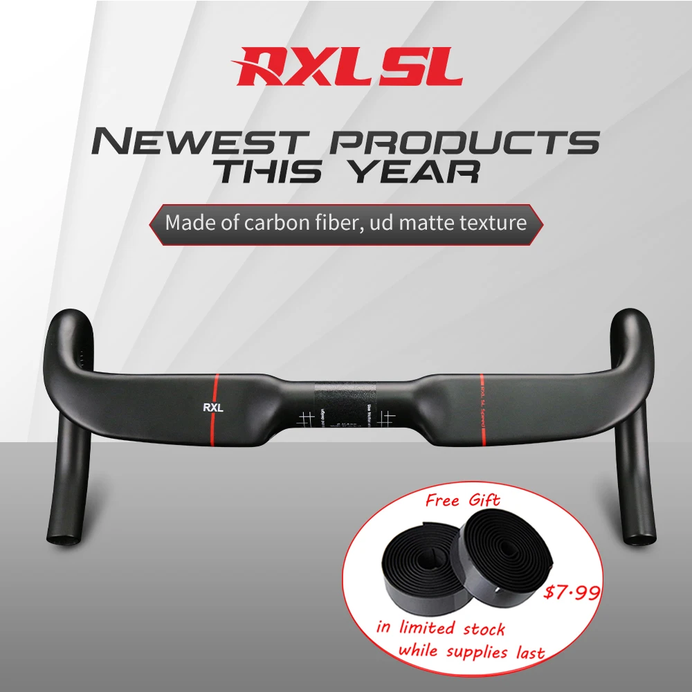 RXL SL-Bicycle Carbon Road Handle Bar, Internal Routing Bike Accessories, 31.8mm, 400mm, 420mm, 440mm, UD Matt