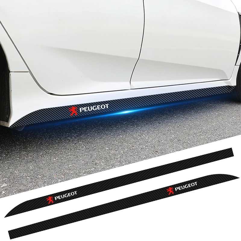 Side Skirt Sill Stripe Body Stickers Black/Carbon Fiber Car Decals For Peugeot 206 207 208 301 307 308 308S 406 407 408 508 607