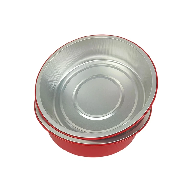 50Pcs Round Aluminum Foil Containers 1200ml Thick Disposable Baking Pans Heat Resistant BBQ Grilling Foil Trays Festival Plating