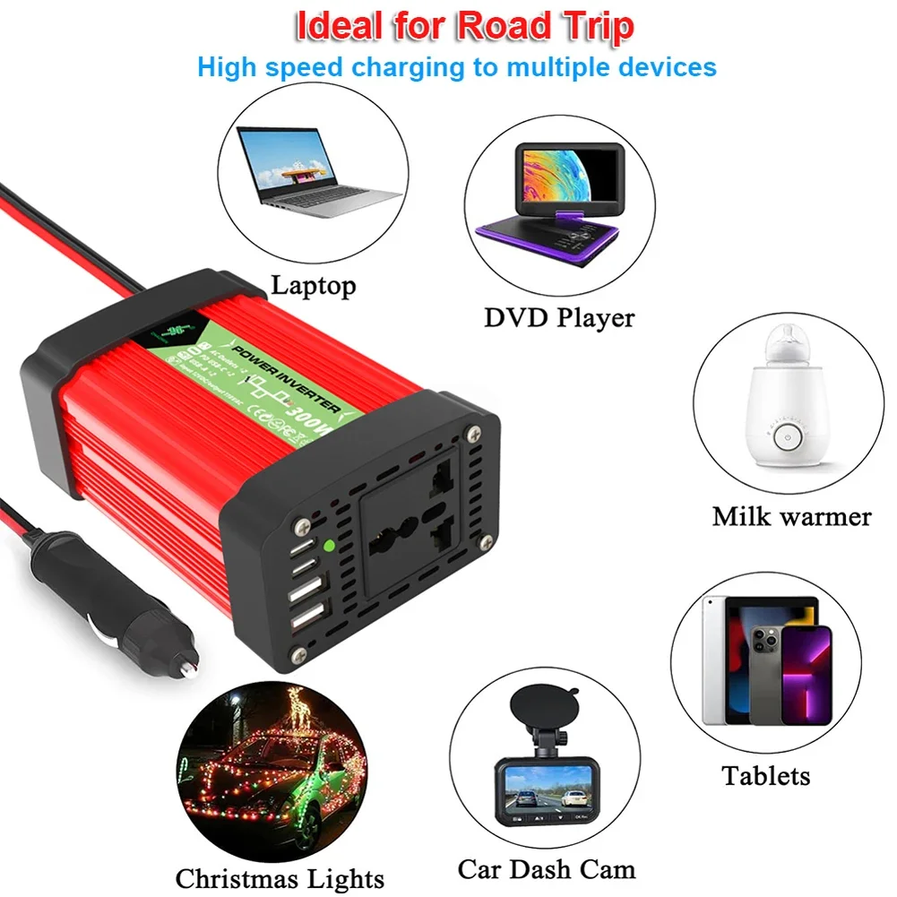 150W Car Power Inverter DC 12V To AC 220V 110V Peak 300W 12 Voltage Converter Plug Adapter Outlet Converter Charge 230V 127V