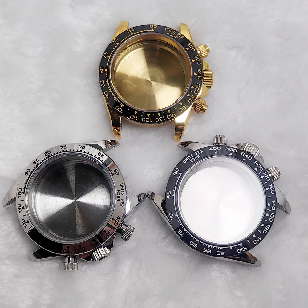 39.3 مللي متر ساعة رجالي الذهب حاوية من الفولاذ المقاوم للصدأ ل VK63 ساعة يد تعمل بالحركة اكسسوارات الساعات لساعات حزام 20 مللي متر