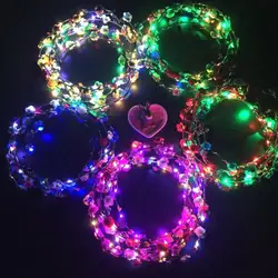 Fairy LED Flower Wreath Luminous Glow Handband Garland Crown Flower Headband Glowing Wreath For Wedding Party Christmas Garlands