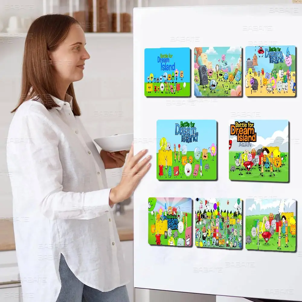 B-Bfdi Battle For D-Dream Island Magnet Personalized Fridge Magnet Square Shape Fridge Refrigerator Wall Door Decoration