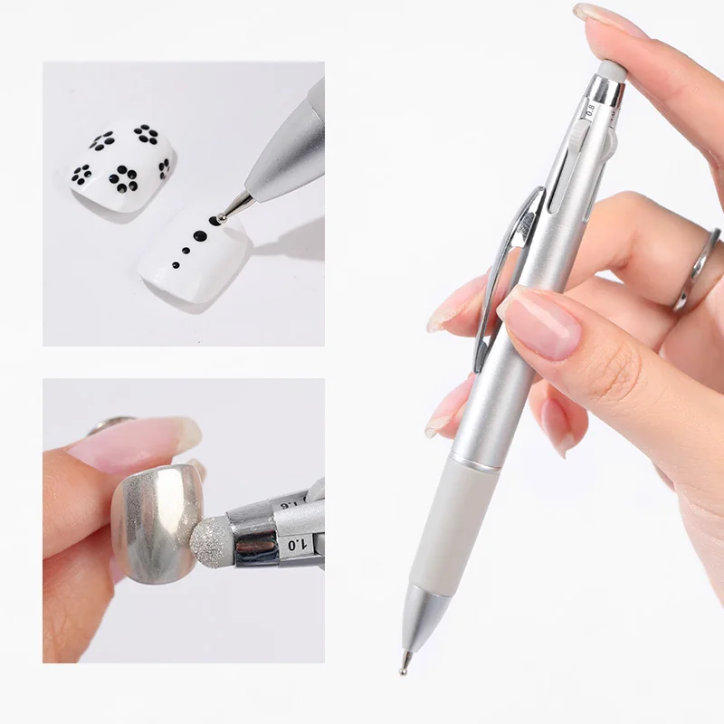 KANIU Push-button 5 In 1 Nail Art Dotting Pen Ballpoint Pen Design Blending Pull-line Rhinestone Application Nail Art Tools