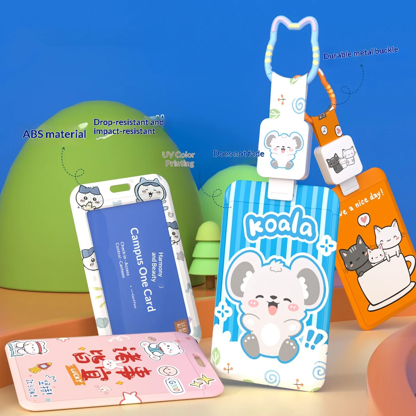 حامل بطاقة كابيبارا اللطيف معرف المدرسة/الناقل حامي بطاقة الحرم الجامعي المتين للطلاب الصغار حافظة بطاقات البيك اب لرياض الأطفال