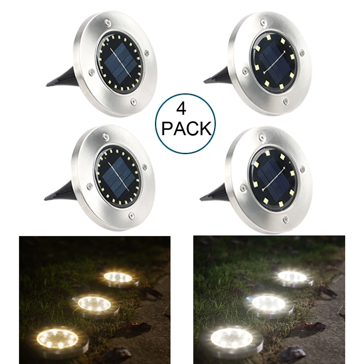 4 pezzi di luce solare da terra lampade da percorso solare per esterni cortile vialetto prato patio lampada da giardino decorazione