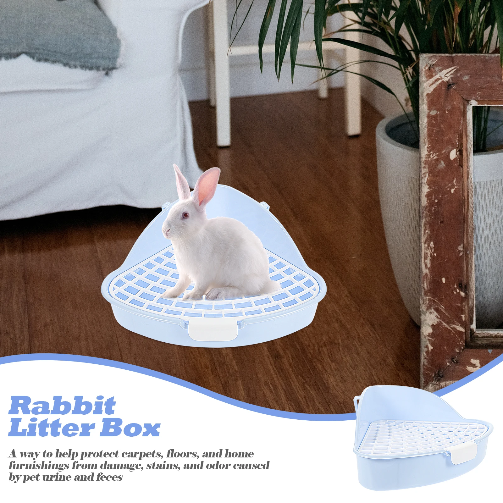 

Pet Cleaning Toilet for Small Animals Rabbit Litter Box Guinea Pig Cage Corner PP Material Washable Grid Bottom Two Layer Design