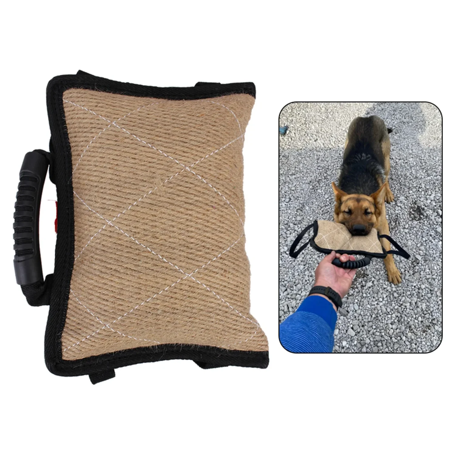 Palo para morder para perros, juguete para masticar mascotas con 2 asas de cuerda, almohada de entrenamiento para perros, remolcador duradero