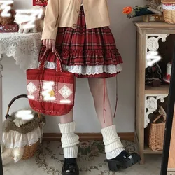 2024 Retro Vintage Preppy Style Mini Kawaii Skirt Sweet High Waist Skater Y2k JK Student Plaid Print Summer Short Lolita Skirts