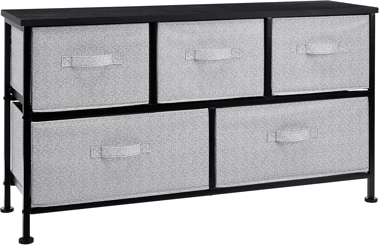 Extra Wide Fabric 5-Drawer Storage Organizer Unit for Closet, Black