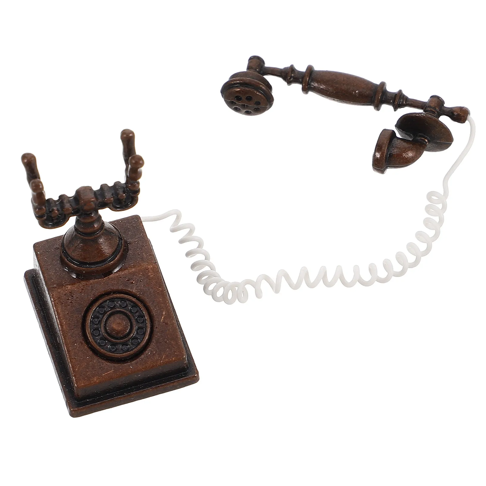 

Tiny Vintage Rotary Dial Telephone for Dollhouse Furniture Miniatures Retro Office Decor Mini Landscape Decoration Authentic