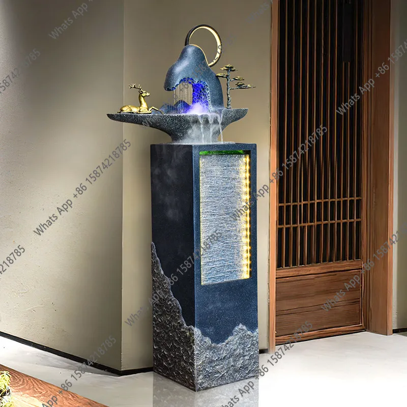 fountain, flowing water rockery ornament, water curtain wall, flowing water wall, company clubhouse lobby store front desk