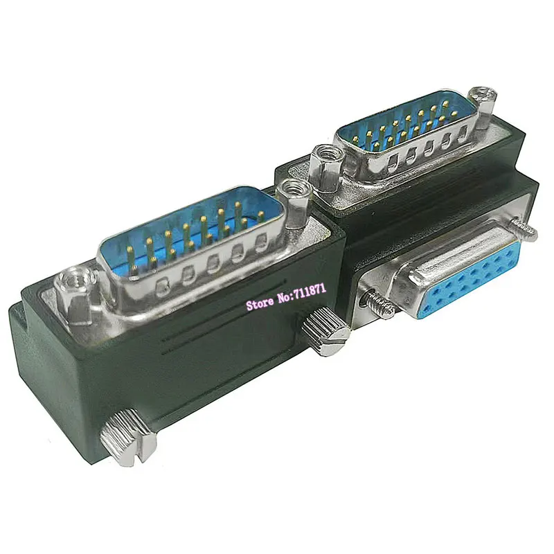 Conector de codo de ángulo recto, adaptador macho a hembra de 90 grados, 7 + 8 pines, 15P, DB15, 15 Pines, M, F