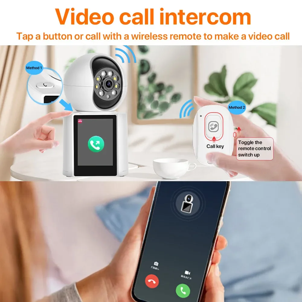 WONSDAR PT Wifi Camera 2.8 inch Screen Wireless Two Way Audio IP Camera AI Human Detection Video Calling Surveillance iCSee