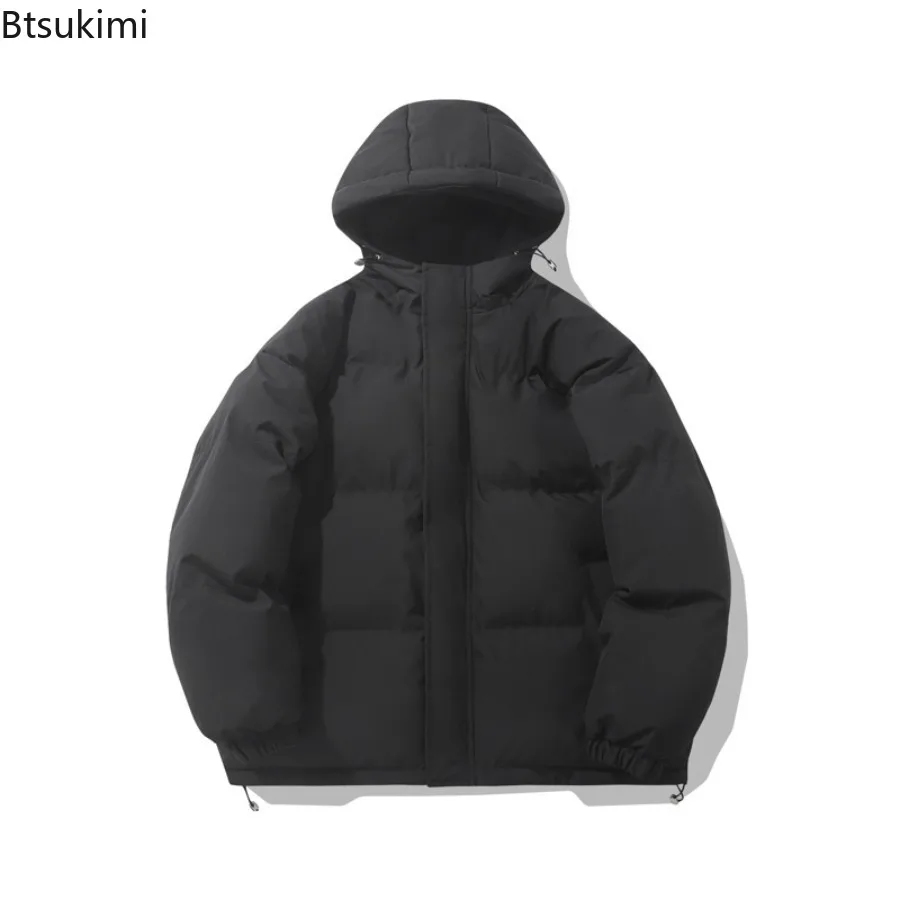 2025 Fashion Men's Hooded Green Casual Down Jackets Solid Color Warm Parkas for Men Thicker Winter Coats Loose Warm Parkas Male