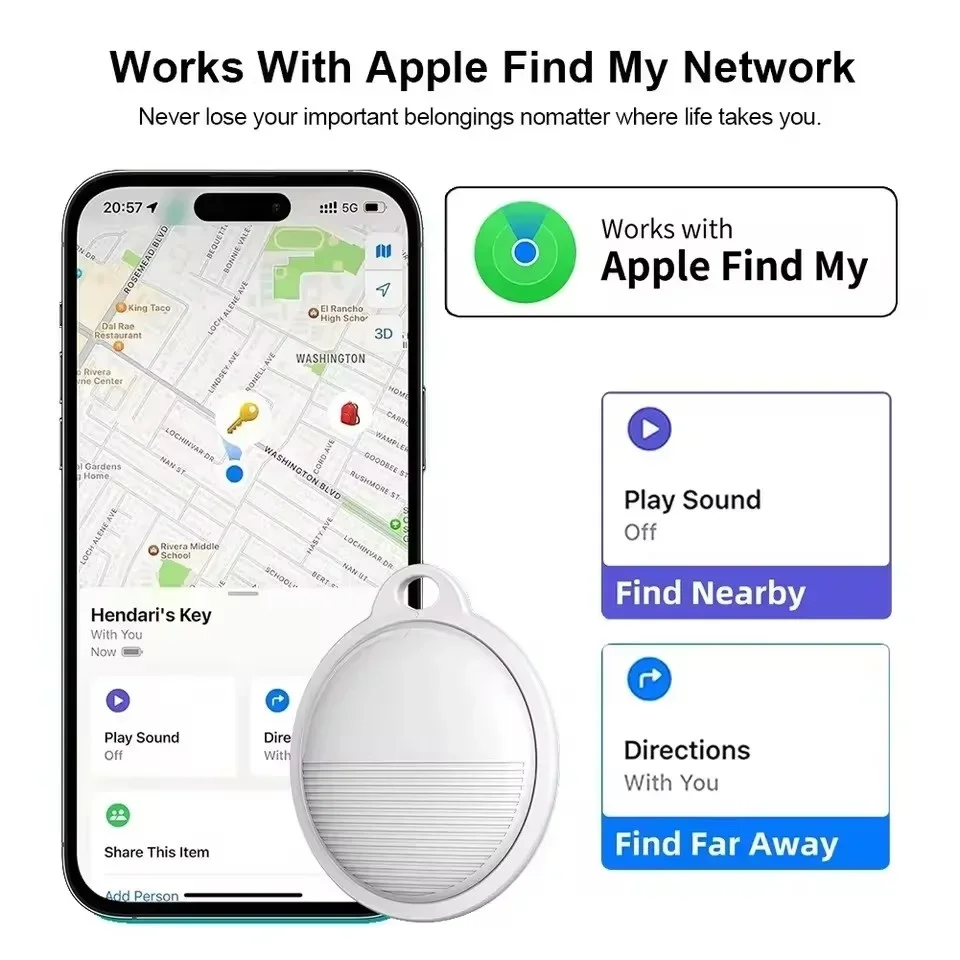 Localisateur de clé intelligent Bluetooth, dispositif de suivi GPS pour enfants, animaux de compagnie, étiquette anti-perte, rappel d'alarme, fonctionne avec Apple Find My