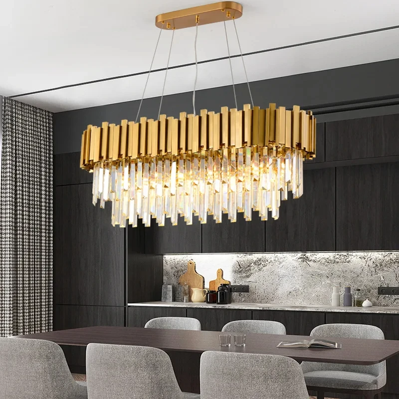 Modern Luxury Crystal Chandelier Dining Room Lamp Gold Home Indoor Living Room Light Bedroom Pendant Ceiling Lamp lustre Fixture