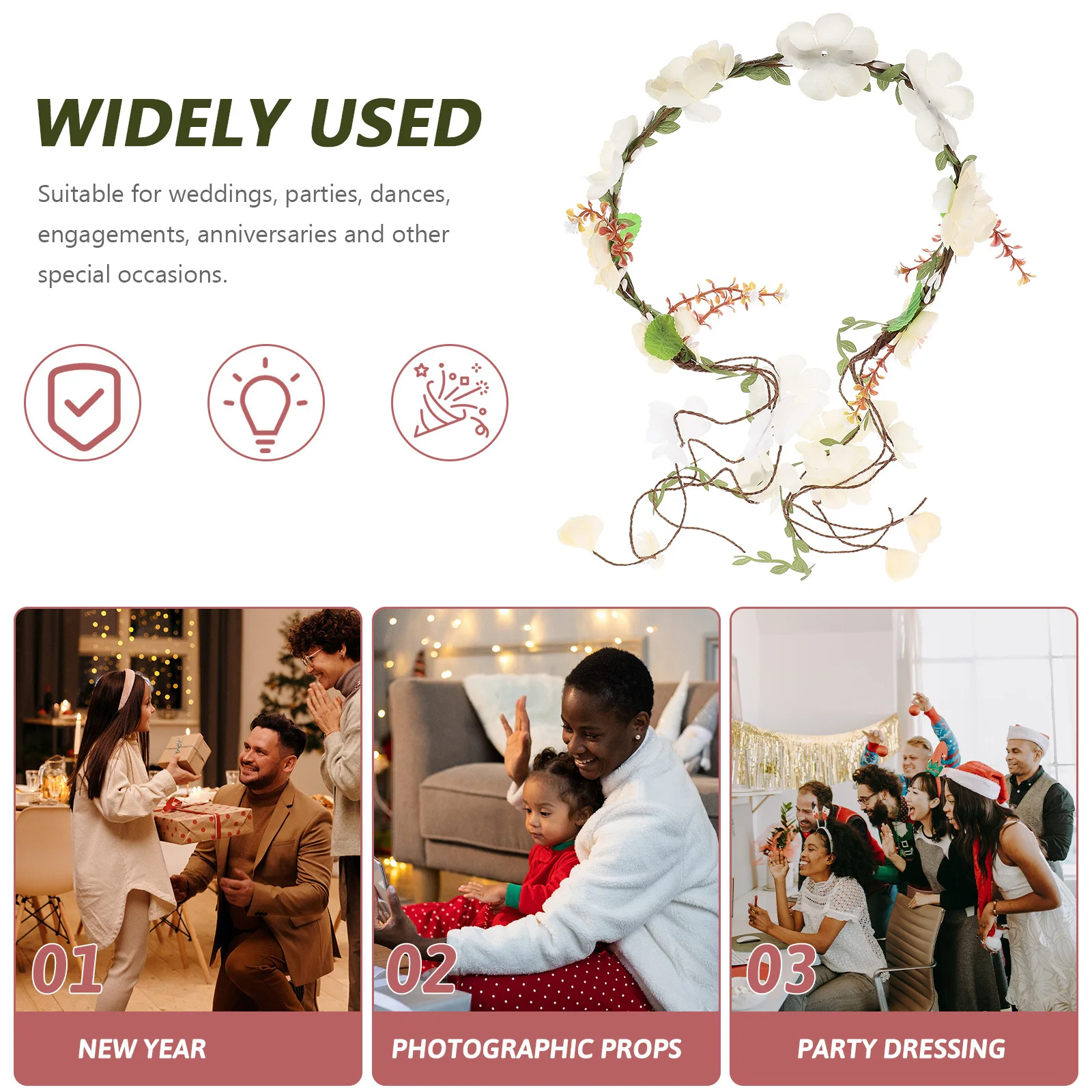 الأزهار جارلاند عقال الزفاف رباط شعر تقليد زهرة فتاة خوذة حفلة عطلة صور الدعامة زهرة عقال