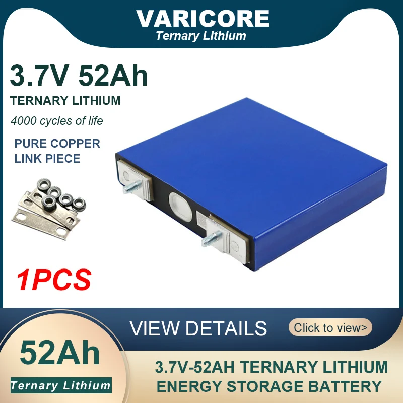 VariCore 3.7V 52Ah Ternary lithium battery for 3s 12V 24V 10s 36V 48V 50000mAh Electric bicycle batteries modification Nickel