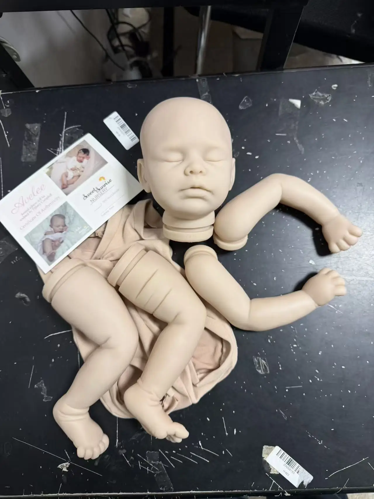 

20Inch Reborn Doll Kit Avelee Popular Sleeping Baby Lifelike Unfinished Unpainted Doll Parts with Cloth Body and COA